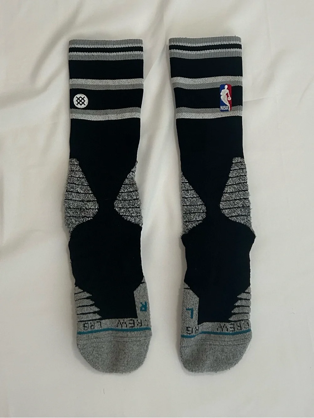 Stance NBA Crew Socks Black Gray Athletic Crew Socks Size Large